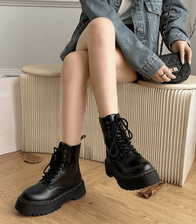Eline | Elegante Plateaustiefel aus Leder – Stilvolle Schuhe mit Komfort