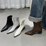 Spitze Stiefel Damen Blockabsatz – Braun