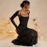 Spitzen Maxikleid Elegant – Schwarz