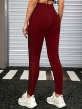 Sport Leggings Damen mit Tasche und Hohem Bund – Weinrot