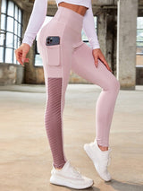 Sport Leggings Damen mit Tasche und Hohem Bund – Rosa