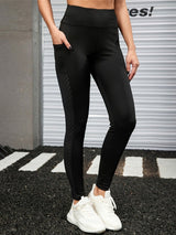 Sport Leggings Damen mit Tasche und Hohem Bund – Schwarz