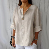 Denzel Knopf Bluse Damen – Elegant & Vielseitig – Aprikose