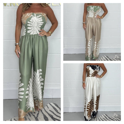Nahéla – Eleganter Bedruckter Jumpsuit Ohne Träger