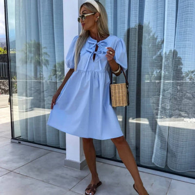 Oana – Stilvolles Kleid Mit Schleife Und Puffärmeln