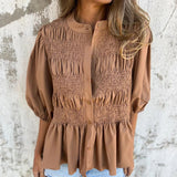 Lina | Hochwertige Ibiza Style Bluse Damen – Braun