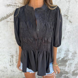 Lina | Hochwertige Ibiza Style Bluse Damen – Schwarz