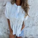 Lina | Hochwertige Ibiza Style Bluse Damen – Weiß