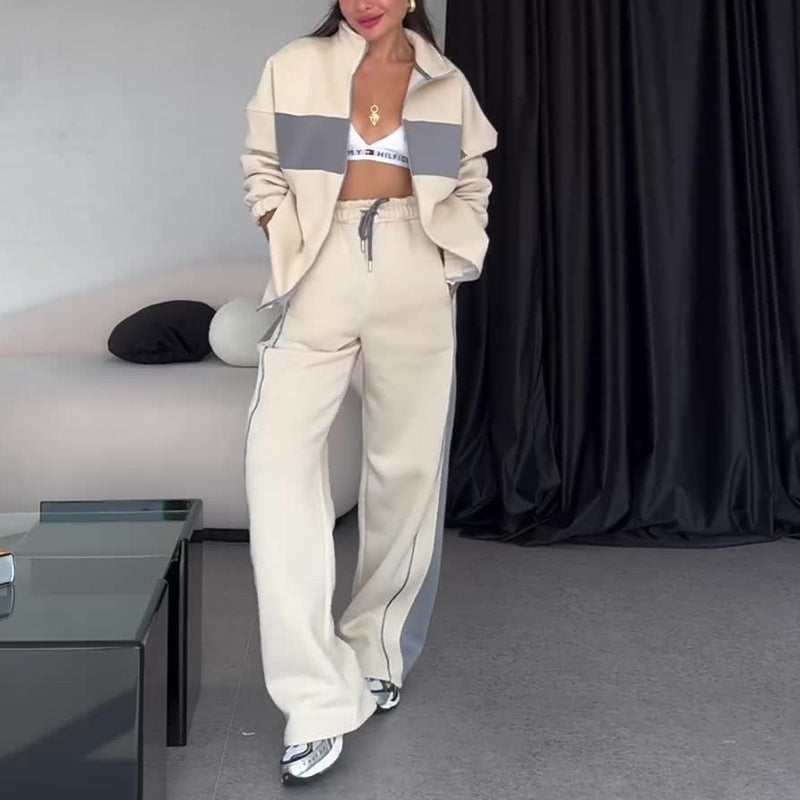 Coola Zweiteiliger Farbblock-Trainingsanzug für Frauen