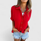 Helene | Damen Lockeres Kurzarmbluse – Rot