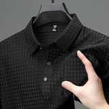 Carlitos | Strukturiertes Kurzarm-Poloshirt für Herren – Schwarz
