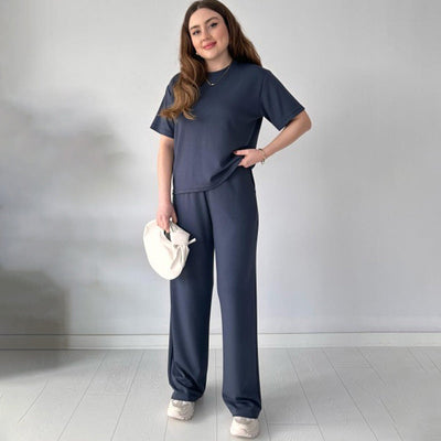 Jimena – Lässiges Oberteil Mit Rundhalsausschnitt Und Hose Mit Kordelzug