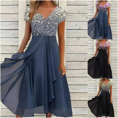 Doina – Stilvolles Kleid Mit V Ausschnitt Und Drucken