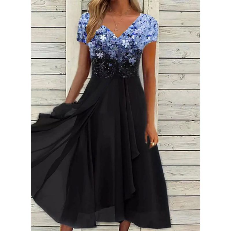 Doina – Stilvolles Kleid Mit V Ausschnitt Und Drucken