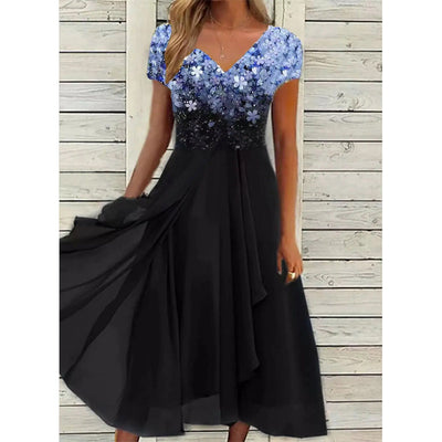 Doina – Stilvolles Kleid Mit V Ausschnitt Und Drucken