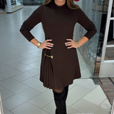 Emma | Plissiertes Minikleid für Damen mit Stil – Braun