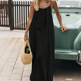 Greta | Lässiges Kleid mit feinen Trägern – Schwarz