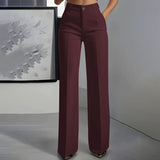 Julia | Damenhose mit hohem Bund und feinem Design – Weinrot