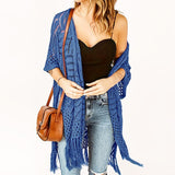 Soravina | Strick-Kimono mit Quasten und fließendem Fall – Blau
