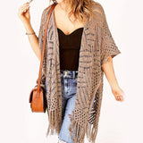 Soravina | Strick-Kimono mit Quasten und fließendem Fall – Khaki