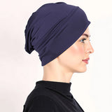 Ivalie | Weiche Damen-Turbanmütze mit elastischer Passform – Marineblau