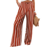 Tamaera | Damen-Wide-Leg-Hose mit elastischem Komfortbund – Rot gestreift