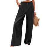 Tamaera | Damen-Wide-Leg-Hose mit elastischem Komfortbund – Schwarz