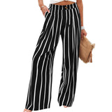 Tamaera | Damen-Wide-Leg-Hose mit elastischem Komfortbund – Schwarz gestreift