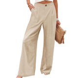 Tamaera | Damen-Wide-Leg-Hose mit elastischem Komfortbund – Beige