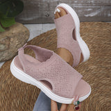 Dabella | Lässige Strick-Sandalen mit Keilsohle – Rosa