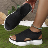 Dabella | Lässige Strick-Sandalen mit Keilsohle – Schwarz