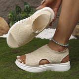 Dabella | Lässige Strick-Sandalen mit Keilsohle – Beige