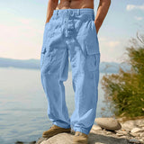 Amanddo | Lässige Herrenhose mit Utility-Taschen – Himmelblau