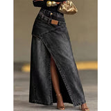 Anella - Maxirock mit Vintage-Waschung – Schwarz