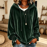 Lisanne | Lässiger Samt-Hoodie mit plissierten Bündchen – Grün
