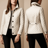 Steppjacke Damen Hüftlang Casual – Weiß