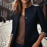 Steppjacke Damen Hüftlang Casual – Marineblau