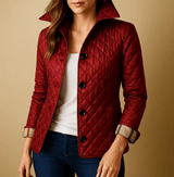 Steppjacke Damen Hüftlang Casual – Burgunderrot