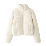 Steppjacke Strickoptik – Aprikose