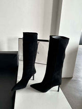 Stiefel Damen Wildleder Optik – Schwarz