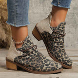 Stiefelette mit Blockabsatz – Leopardenmuster