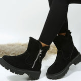 Emilia | Stiefeletten Damen gefütterte Wildleder-Winterstiefel mit Reißverschluss – Schwarz