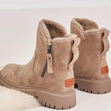 Emilia | Stiefeletten Damen gefütterte Wildleder-Winterstiefel mit Reißverschluss – Aprikose