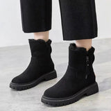 Marlene | Stiefeletten Damen Gefütterte Winterstiefel mit Reißverschluss Plateau – Schwarz