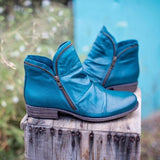 Charlotte | Stiefeletten Damen Reißverschluss Gefältelte Knöchelhohe Herbst Winterstiefel – Blau