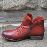 Charlotte | Stiefeletten Damen Reißverschluss Gefältelte Knöchelhohe Herbst Winterstiefel – Rot