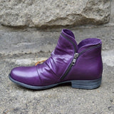 Charlotte | Stiefeletten Damen Reißverschluss Gefältelte Knöchelhohe Herbst Winterstiefel – Lila
