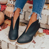 Marlene | Stiefeletten Damen Spitzer Zehenbereich Blockabsatz Ankle Boots – Schwarz