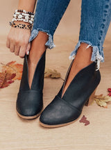 Nora | Stiefeletten Damen Spitzer Zehenbereich Blockabsatz Ankle Boots – Schwarz