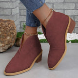 Marlene | Stiefeletten Damen Spitzer Zehenbereich Blockabsatz Ankle Boots – Weinrot